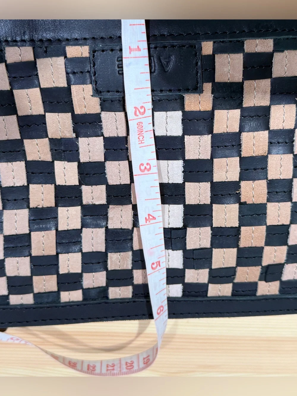 ABLE Nesmia Basketweave Leather Clutch in Black / Tan – NWT